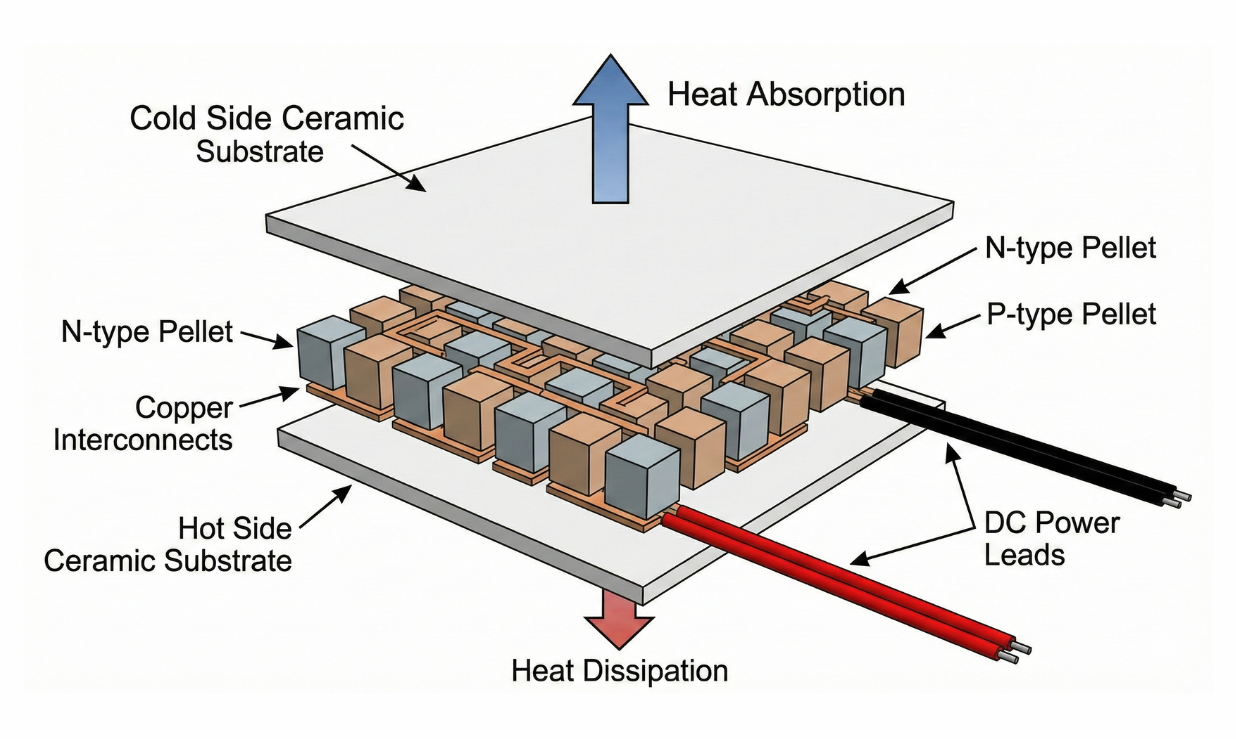 Structural layout of a TEC module for active thermal management